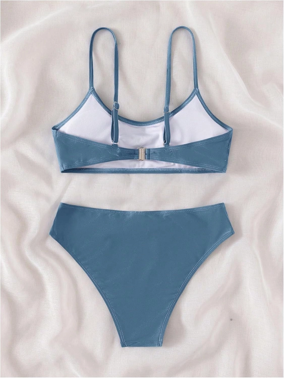 SHENHE Girl's 2 Piece High Waisted Spaghetti Strap Cute Swimsuit Bathing Suit Solid Bikini Sets