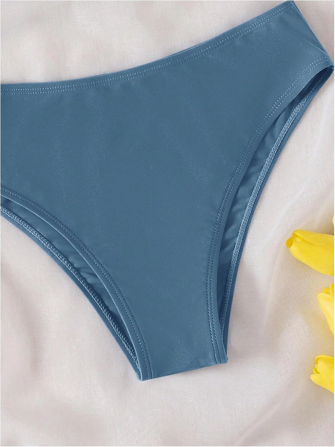 SHENHE Girl's 2 Piece High Waisted Spaghetti Strap Cute Swimsuit Bathing Suit Solid Bikini Sets