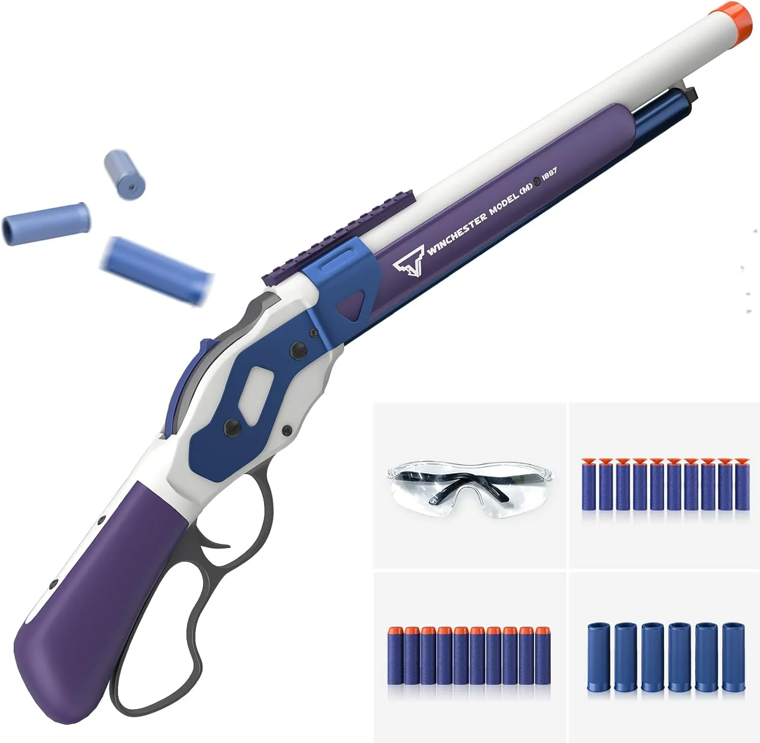 Shotgun Lever Type Toy,Air Pump Play Set Shell Ejecting,Parent-Child Outdoor Game with Goggles Two Kinds of Bullets