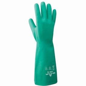 SHOWA 730 Nitrile Chemical Resistant Safety Glove with Cotton Flocked Liner, Food Safe, 15 Mil Thick, 13" Length, X-Large (12 Pair)