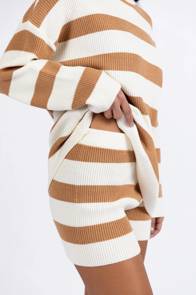 Sign Of The Times Ivory and Tan Striped Sweater Set