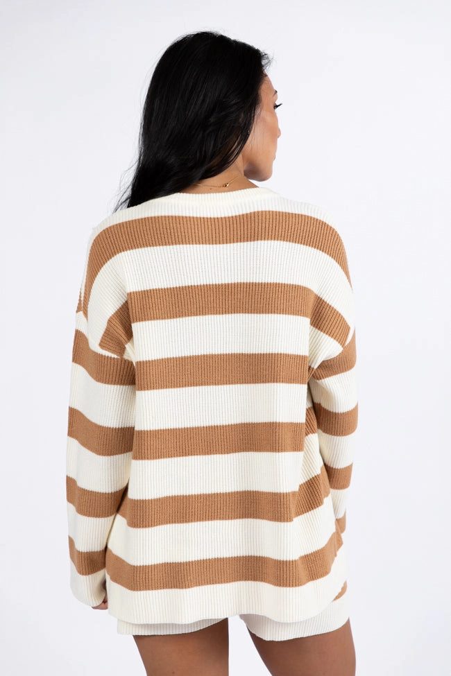 Sign Of The Times Ivory and Tan Striped Sweater Set