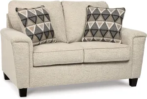 Signature Design by Ashley Abinger Chenille Contemporary Loveseat with 2 Accent Pillows, Beige