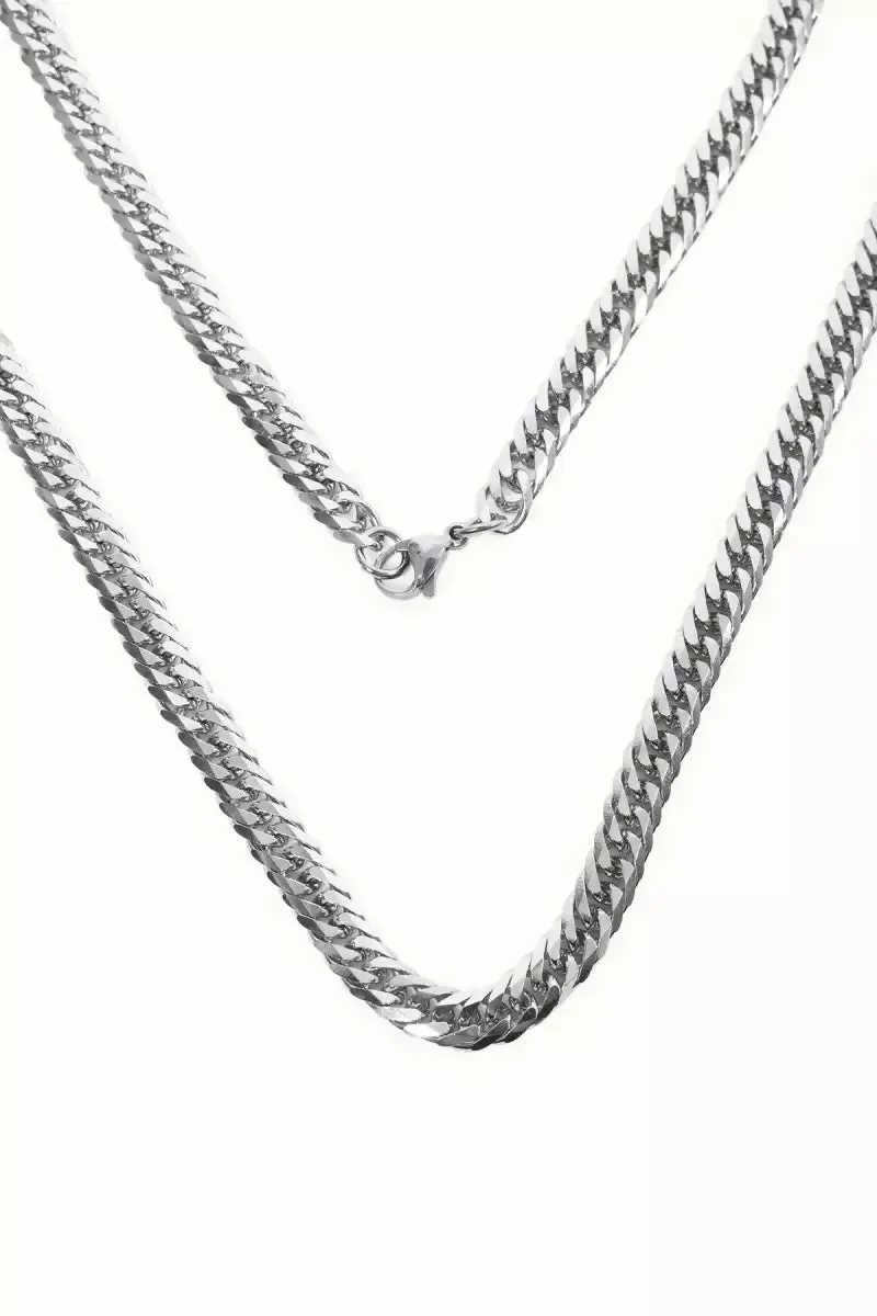 Silver Plated Curb chain for Men - Silver,20 Inches