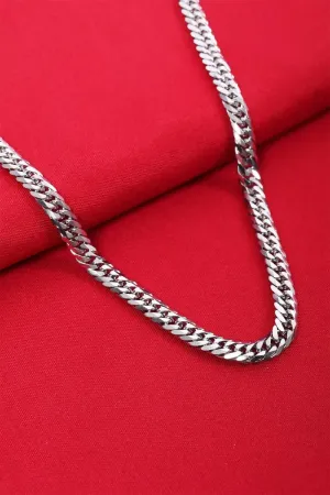 Silver Plated Curb chain for Men - Silver,20 Inches
