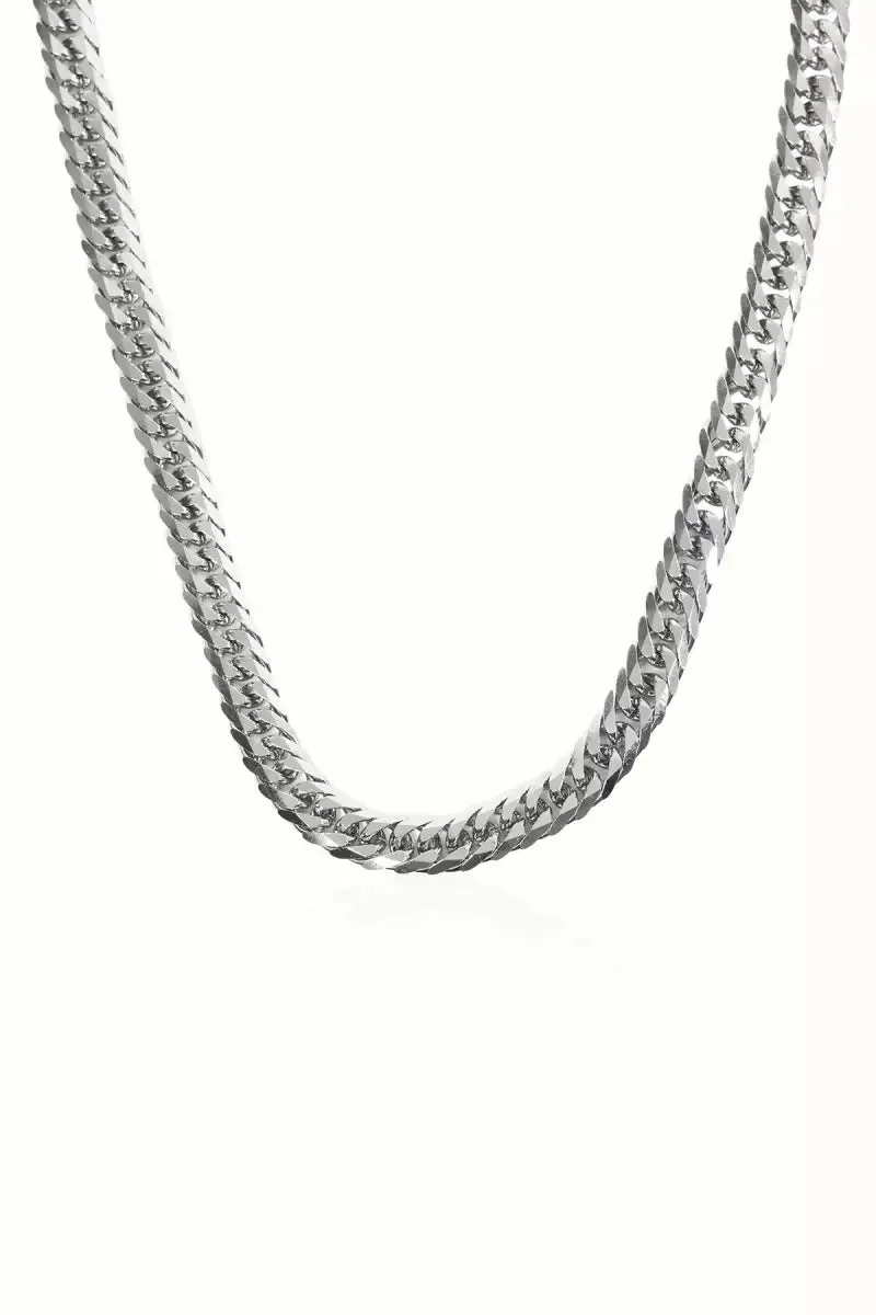 Silver Plated Curb chain for Men - Silver,20 Inches