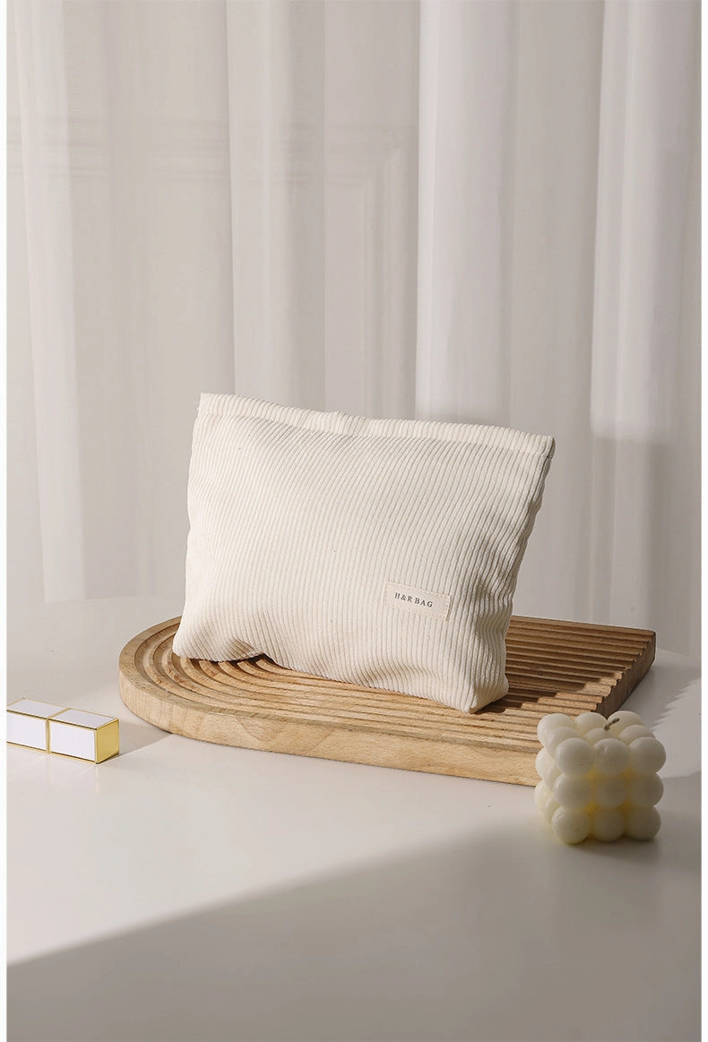 Simple Corduroy Large Capacity Wash Hand Cosmetic Bags