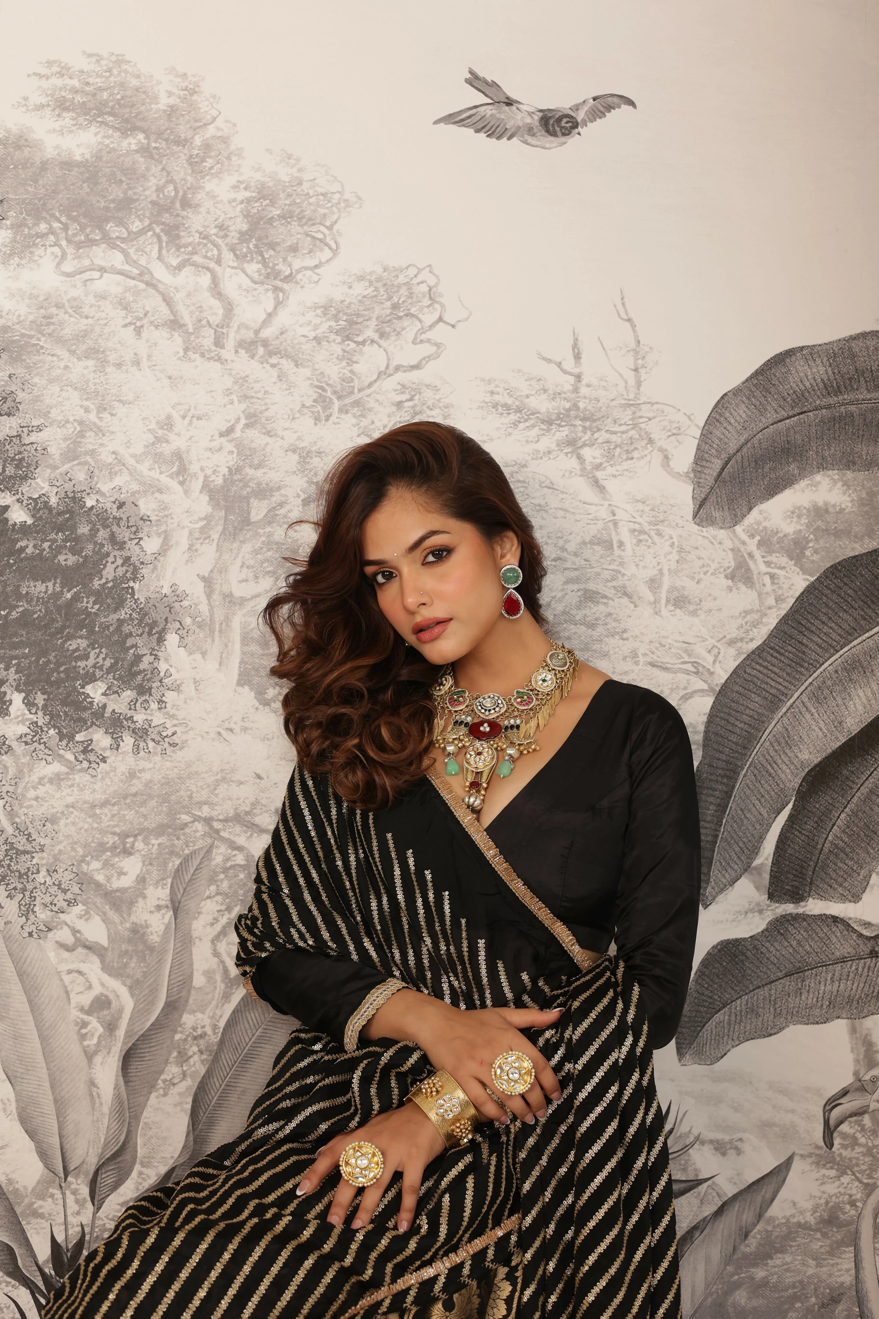 Simran Black Banarasi Brocade Slik Lehenga