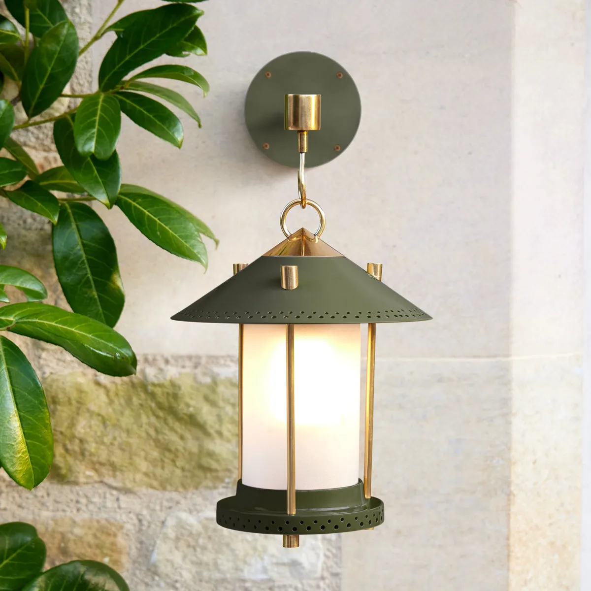 smaller Stefan cordless lantern in Moss by the Novogratz