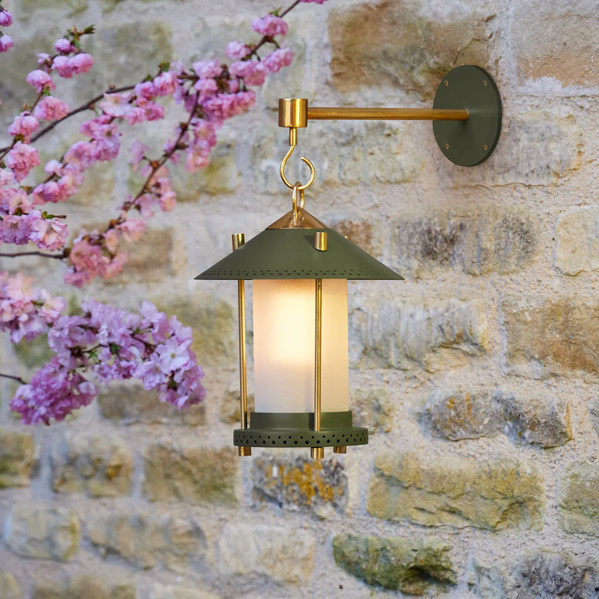 smaller Stefan cordless lantern in Moss by the Novogratz