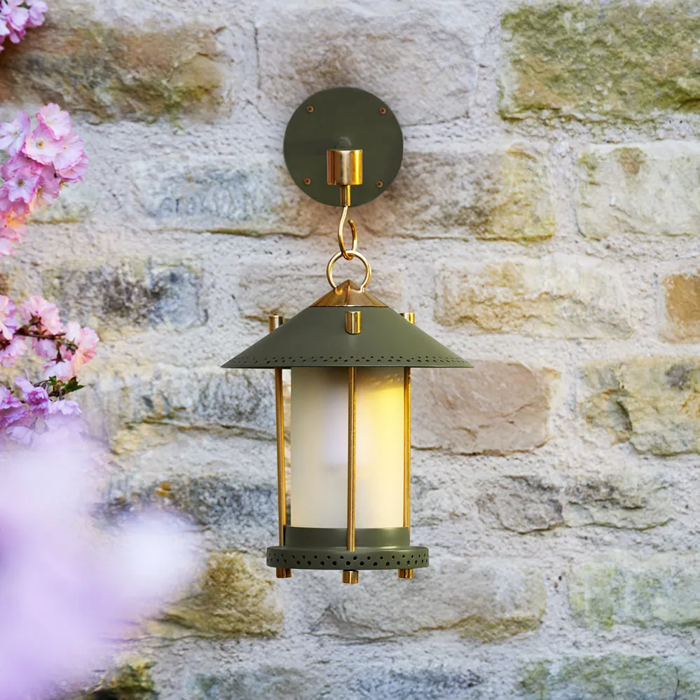smaller Stefan cordless lantern in Moss by the Novogratz
