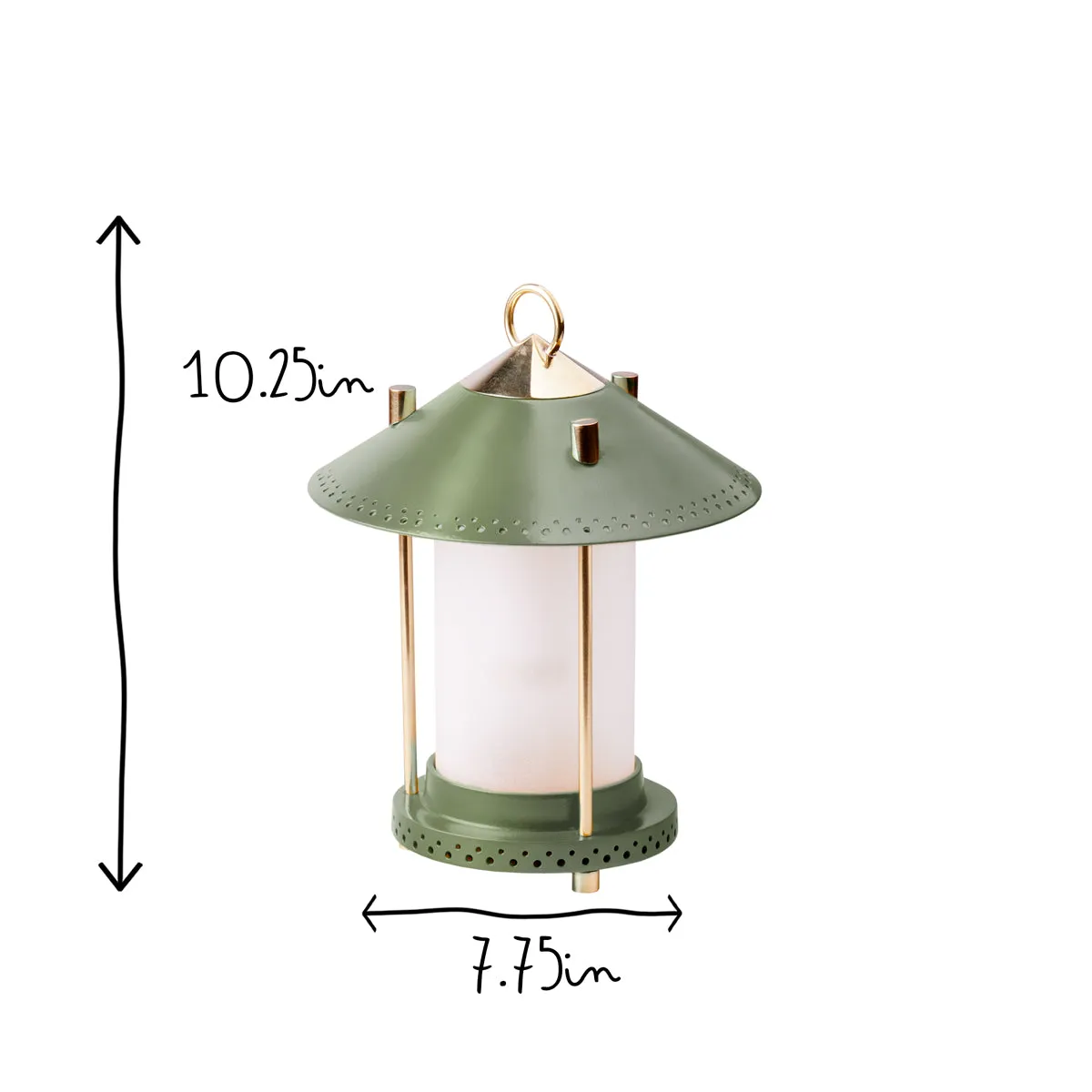 smaller Stefan cordless lantern in Moss by the Novogratz