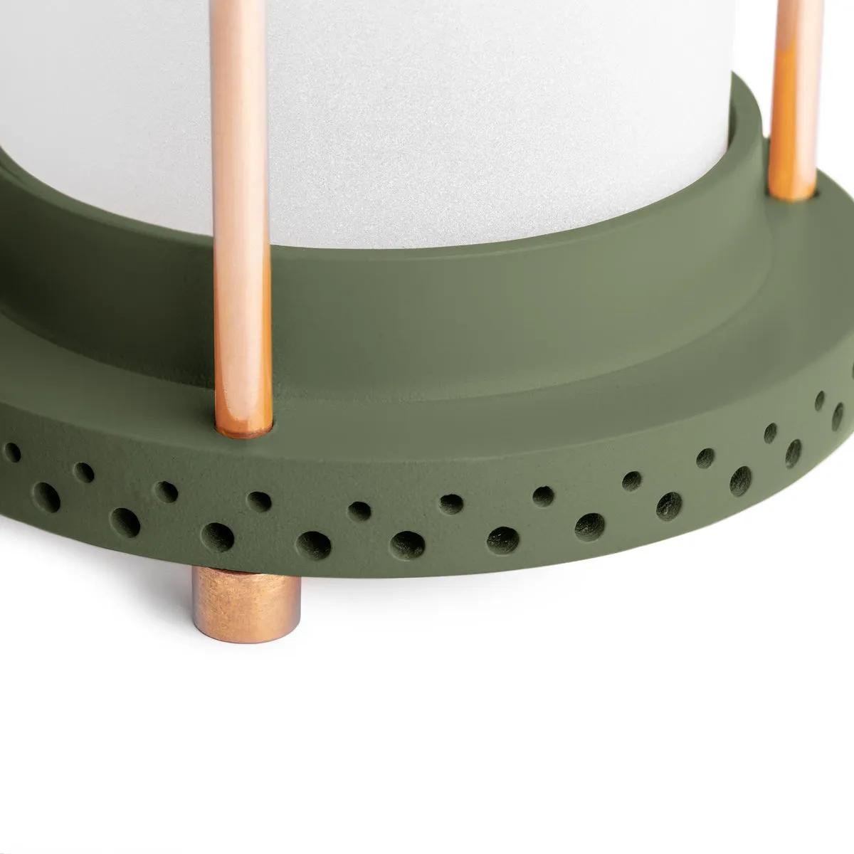 smaller Stefan cordless lantern in Moss by the Novogratz