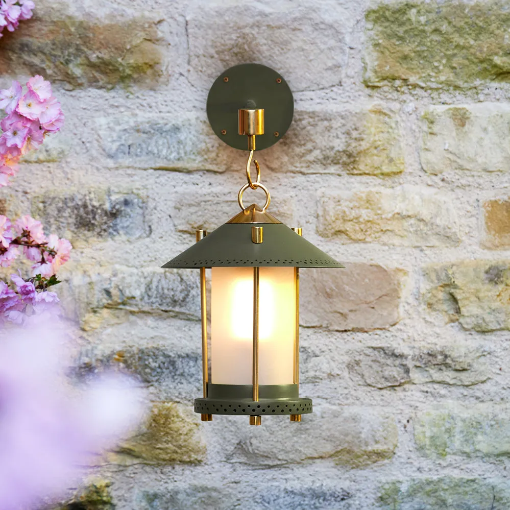 smaller Stefan cordless lantern in Moss by the Novogratz