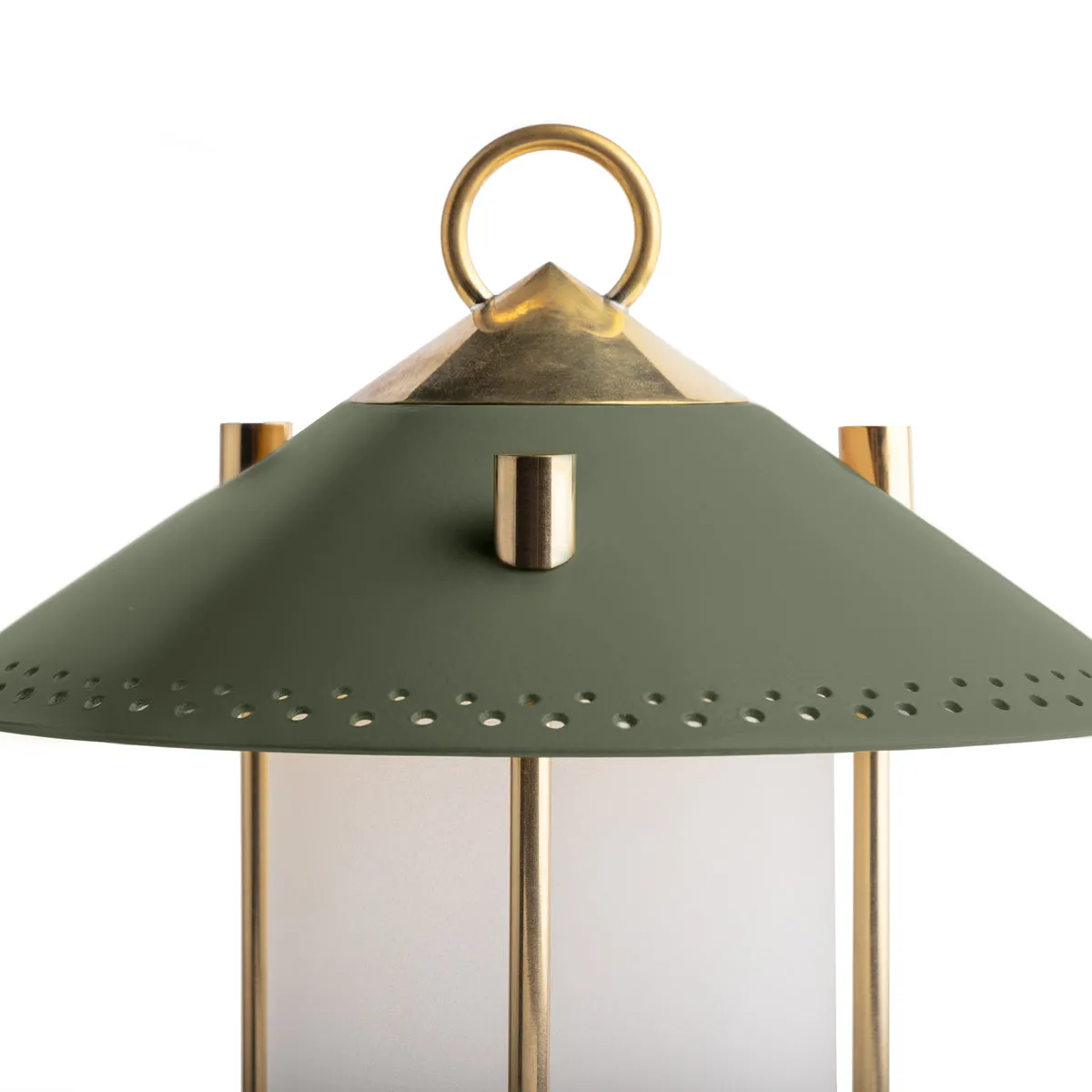 smaller Stefan cordless lantern in Moss by the Novogratz