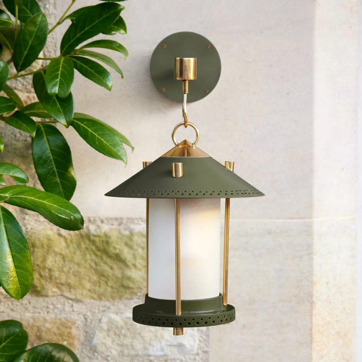 smaller Stefan cordless lantern in Moss by the Novogratz