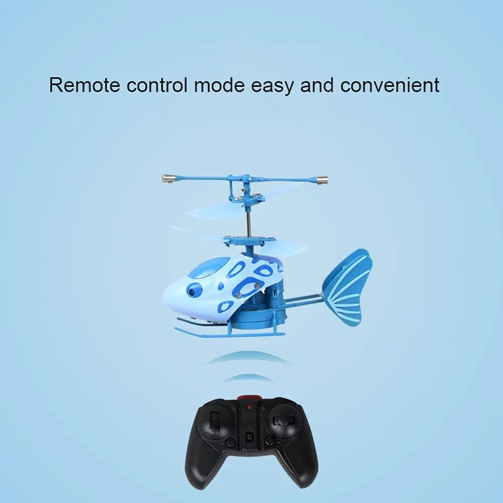 Smart Sensor Mini Cartoon Plane Children Toy Airplane Two-Channel Remote Control Flying Fish Boy Girl Adult Gift 2.4G Wireless RC Helicopter with Gyroscope