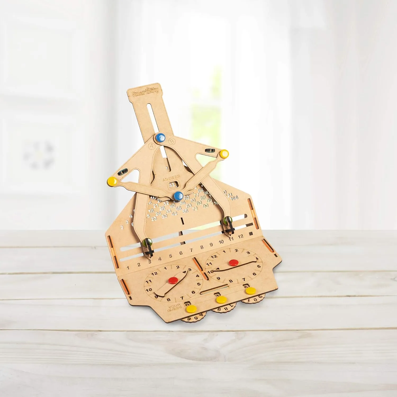 Smartivity Multiplication Machine 3D Wooden Model Engineering Educational Toy for Kids Ages 6 and Up, includes Rubber Bands, Engineered Wood Components, Instruction Manual, Learner's Log