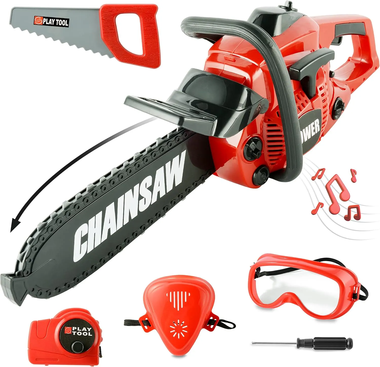 SMILESSKIDDO Kids Chainsaw Toy 3-5 - Pretend Play Kids Chainsaw Tool Set for Outdoor Gardening Play, Tool Set for Boys & Girls Ages 3 4 5 6 7 8 Years Old