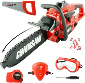 SMILESSKIDDO Kids Chainsaw Toy 3-5 - Pretend Play Kids Chainsaw Tool Set for Outdoor Gardening Play, Tool Set for Boys & Girls Ages 3 4 5 6 7 8 Years Old
