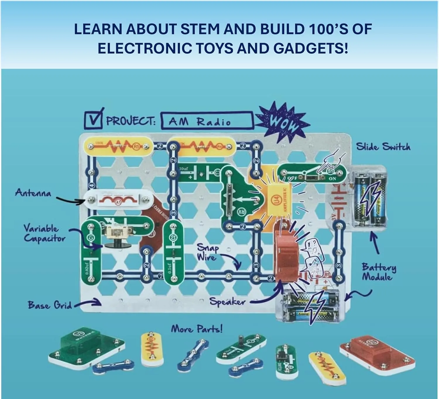 Snap Circuits Classic SC-300 Electronics Exploration Kit | Over 300 Projects | Full Color Manual Parts | STEM Educational Toy for Kids 8  2.3 x 13.6 x 19.3 inches