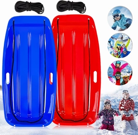 Snow Sled for Kid and Adult Includes Resistant Handles and Ropes 1-2 Riders for Winter Skiing Outdoor Sledding Gift