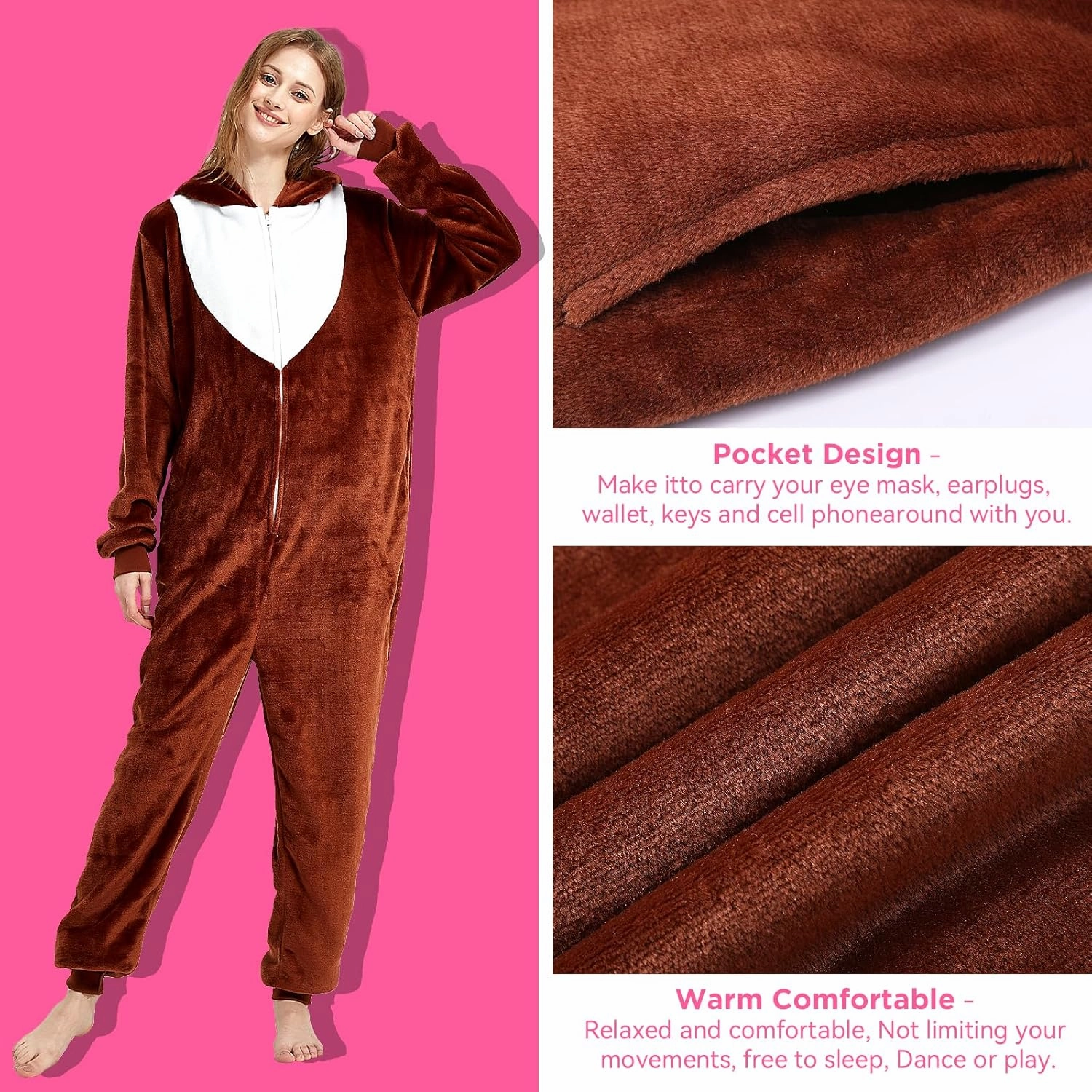 Snug Fit Adult Unisex Onesie Cosplay Costume，One Piece Pajama Halloween Homewear Suit for Women and Men