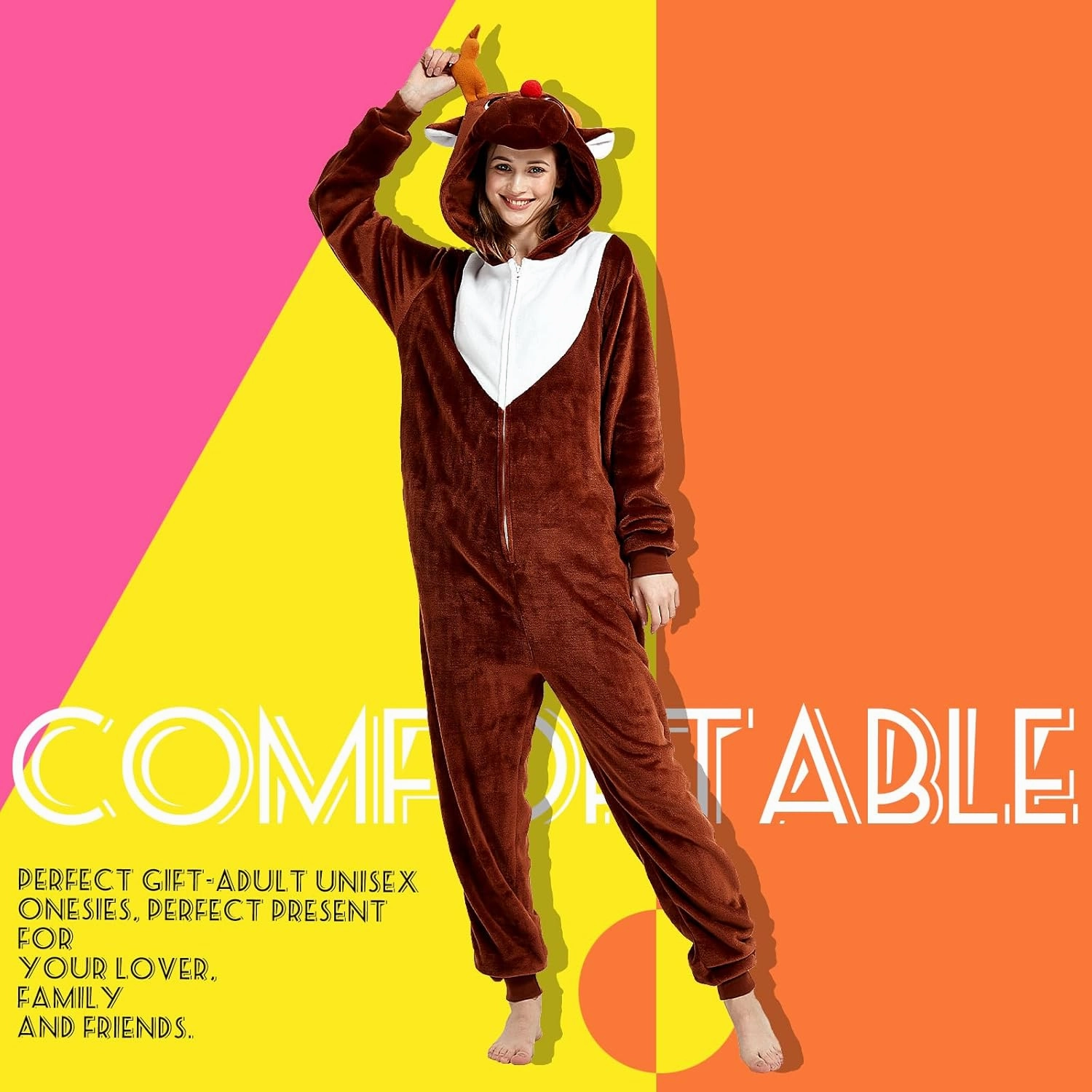 Snug Fit Adult Unisex Onesie Cosplay Costume，One Piece Pajama Halloween Homewear Suit for Women and Men