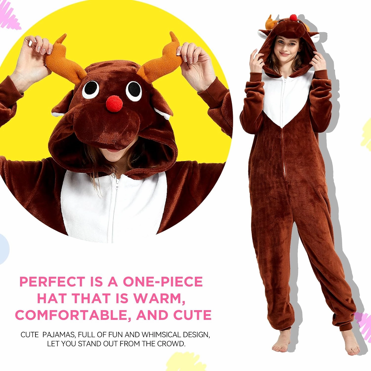 Snug Fit Adult Unisex Onesie Cosplay Costume，One Piece Pajama Halloween Homewear Suit for Women and Men