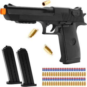 Soft Bullet Toy Gun Shell Ejecting with 50 Bullets, Black Toy Guns for Boys, Toy Pistol Fidget Gun, Realistic Play Gun Model, Halloween Christmas Birthday Gifts for Boys Kids Adults Age 8 