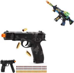Soft Bullet Toy Gun with Shell Ejecting and Kids Light Up Toy Gun with Sound Effects