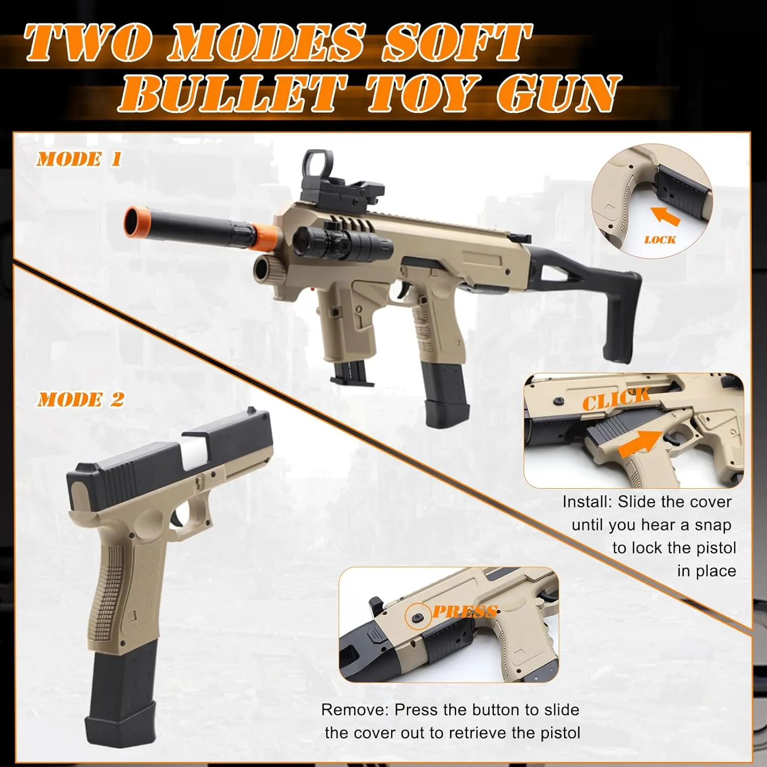 Soft Bullet Two Modes Toy Gun Blaster, Realistic with Shell Ejecting Design&Sight&Infrared Scope, Cheap with 3 Clips & 80 Foam Bullets, Gifts for Boys Girls Adults Age 8 