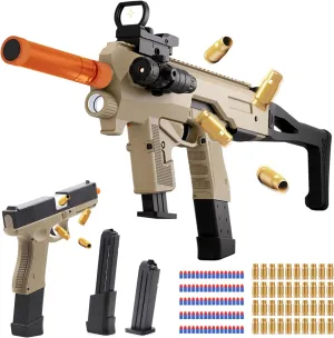 Soft Bullet Two Modes Toy Gun Blaster, Realistic with Shell Ejecting Design&Sight&Infrared Scope, Cheap with 3 Clips & 80 Foam Bullets, Gifts for Boys Girls Adults Age 8 