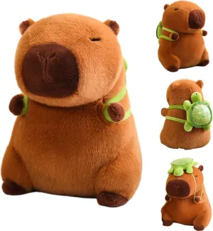 Soft Capybara Stuffed Animals Capybara Plush Toys Plushies with Turtle Backpack Cuddly Doll Gift for Kids and Lovers
