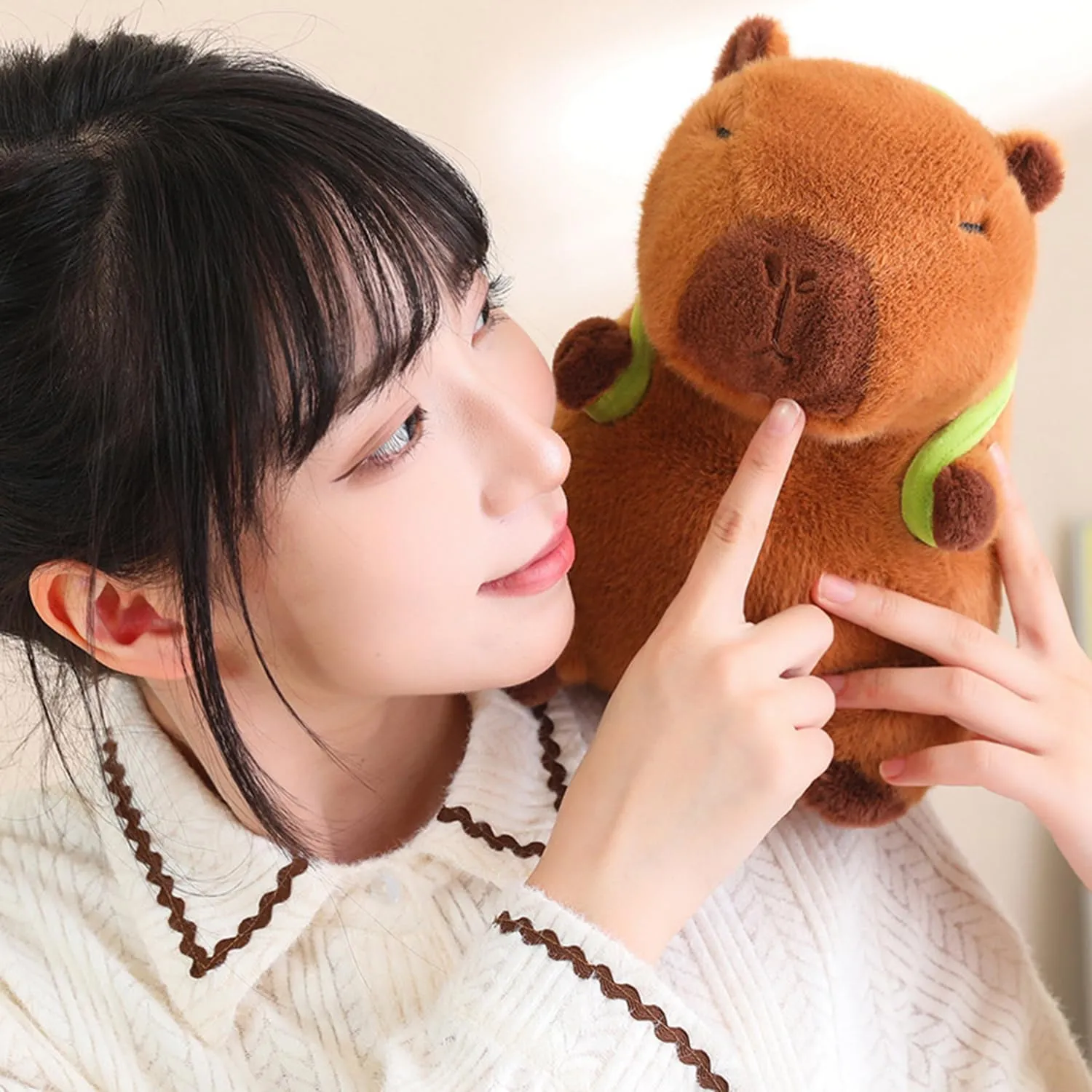 Soft Capybara Stuffed Animals Capybara Plush Toys Plushies with Turtle Backpack Cuddly Doll Gift for Kids and Lovers