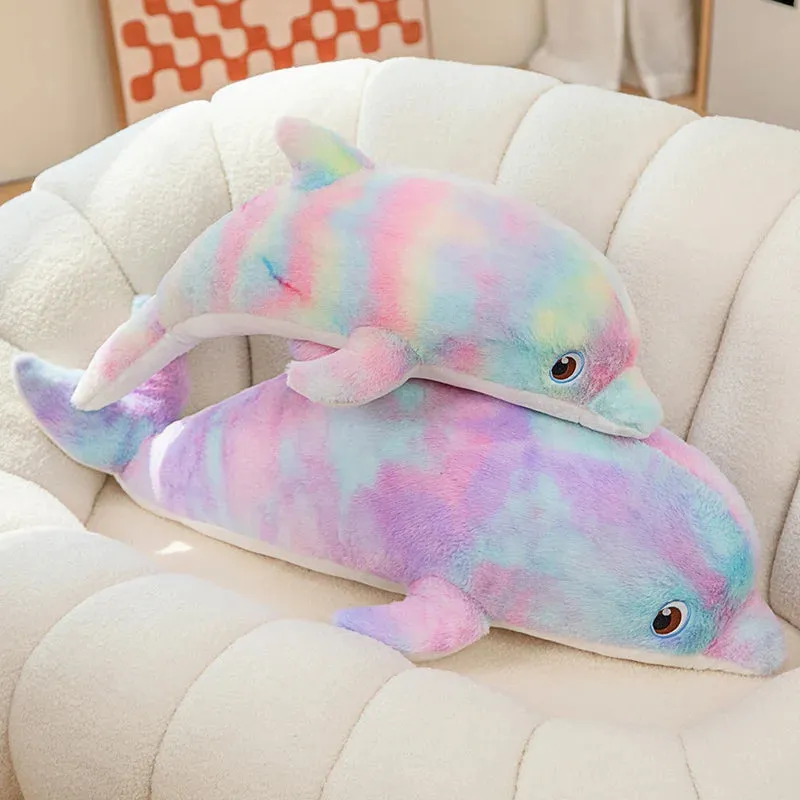 Soft Stuffed Plush Glowing Colorful Dolphin Cushion Led Light Toy