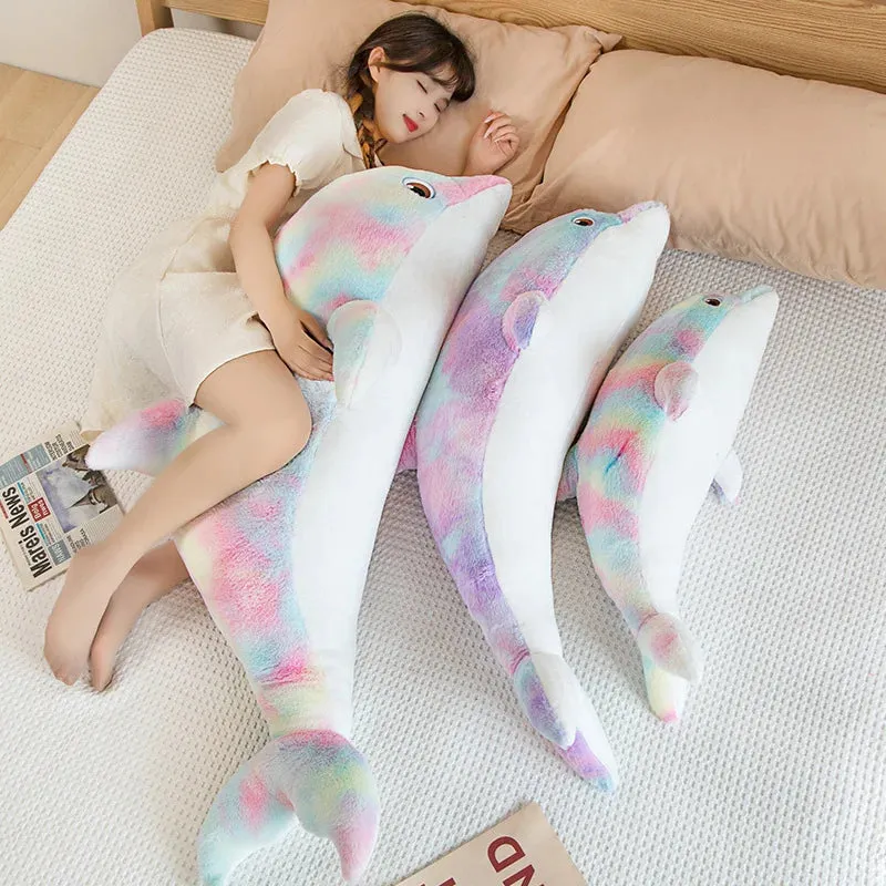 Soft Stuffed Plush Glowing Colorful Dolphin Cushion Led Light Toy