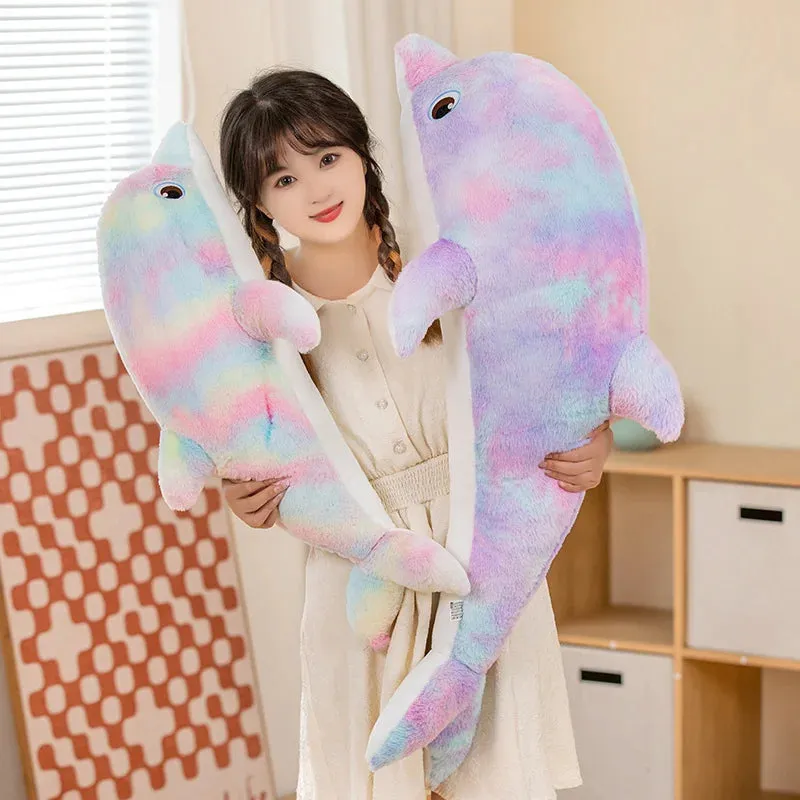 Soft Stuffed Plush Glowing Colorful Dolphin Cushion Led Light Toy