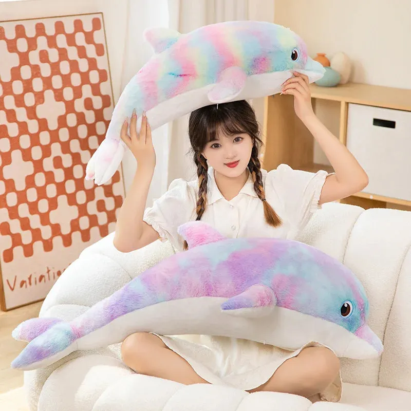 Soft Stuffed Plush Glowing Colorful Dolphin Cushion Led Light Toy