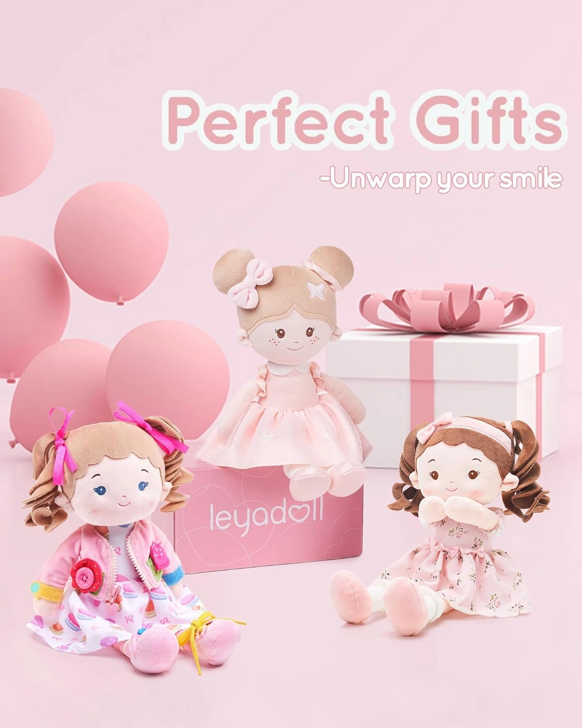 Soft Bady Educational Soft Baby Doll(16''), Learning Sensory Doll for Toddlers, Montessori Toys for 2-Year-Old Girls Christmas, Birthday Gifts, Plush Doll with Button-Busy Cupcake-Girl