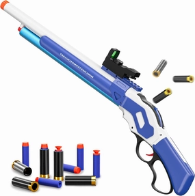 Soft Bullet Lever Bolt Action Toy Gun Shell Ejecting Pump Shotgun Big Revolver Pistol Perfect Prop Cowboy Sniper Rifle Foam Dart Blaster Models Blue Boys 6 7 8 9 10 11 12 Year Old Cool Shooting Games