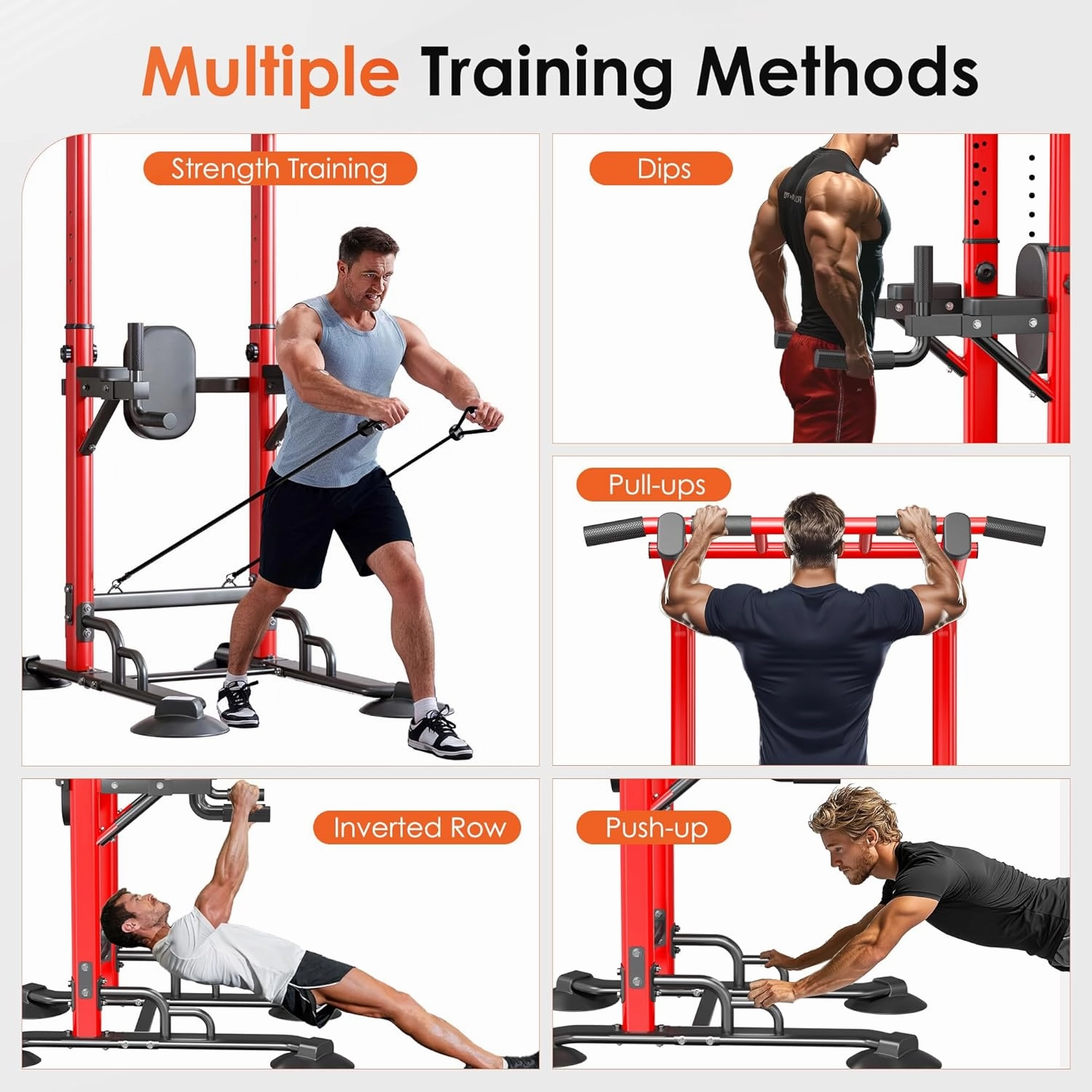 SogesPower Power Tower Pull Up Bar Station, Adjustable Height Pull Up Bar Stand for Home Gym, Multi-Function Pull Up Dip Station Dip Bar Strength Training Fitness Equipment, 500LBS
