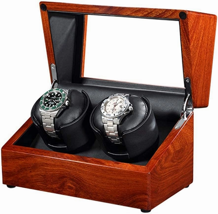 Solid Wood Automatic Watch Winder Soft Flexible Watch Pillow Quiet Motor Dual Power Supply 4 Rotation Mode Setting