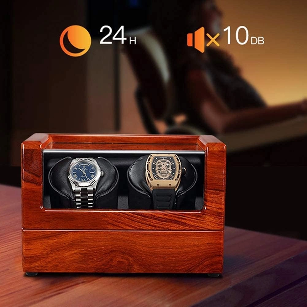 Solid Wood Automatic Watch Winder Soft Flexible Watch Pillow Quiet Motor Dual Power Supply 4 Rotation Mode Setting