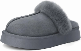 SOULROSE Women's Fuzzy Memory Foam Slippers Disquette Platform Fuzzy Comfy Cozy House Bedroom Indoor Outdoor Slippers Shoes with Non-Slip Sole Womens Gift Slippers