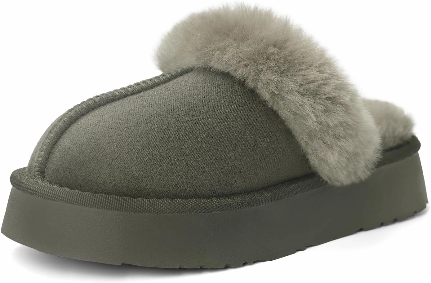 SOULROSE Women's Fuzzy Memory Foam Slippers Disquette Platform Fuzzy Comfy Cozy House Bedroom Indoor Outdoor Slippers Shoes with Non-Slip Sole Womens Gift Slippers