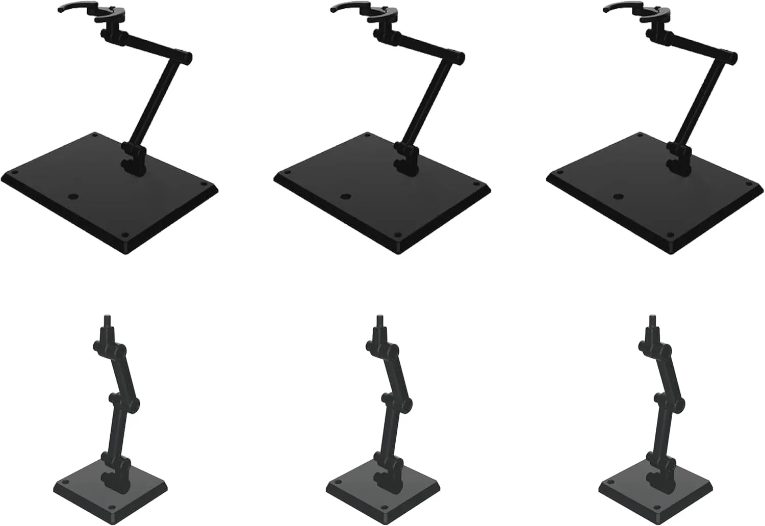 SPARKSTOY Dual Size Action Figure Stand 1PK(3 Pieces, 6 Stands), Compatible with 6"-12" Figure Doll Stand, 340° Angle Universal 3mm Joint for Anime Flight Stand (Color - Black)