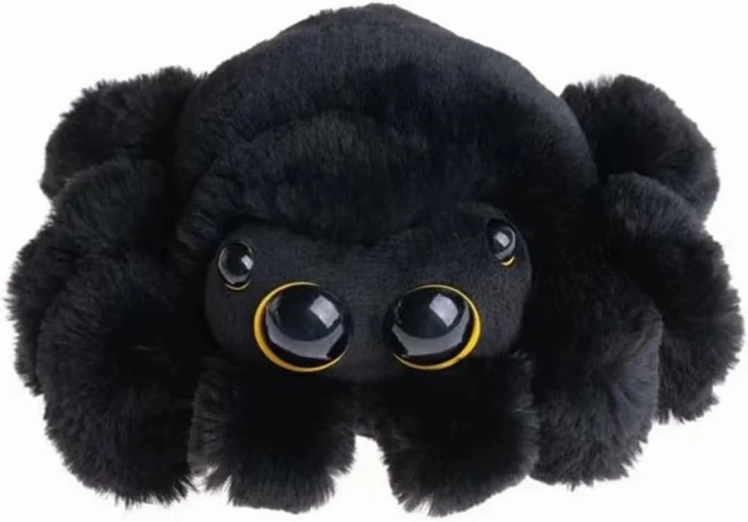 Spider Plush Toy - 8.66-inches Cute Black Jumping Spider Plush Stuffed Animal, Gift for Girls Boys,Party and Home Decoration.