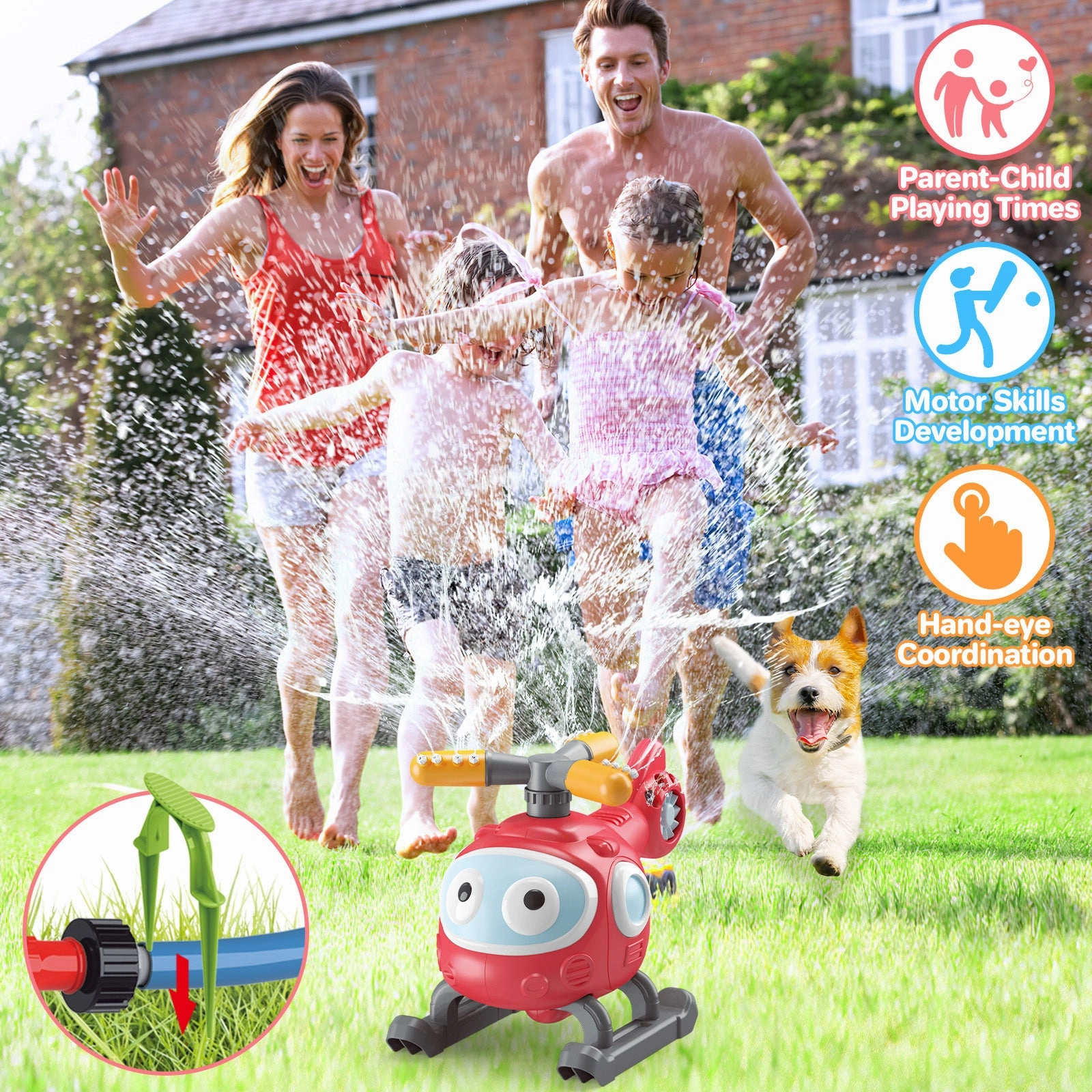 Sprinklers Toy Garden Toddlers, Hose Baseball 4 Outdoor Backyard Yard Ball Water Toy To Water 1 Helicopter Attaches Summer Sprinkler Exclusive savings Game, T For In For Ergonomic And Set Kids Pool