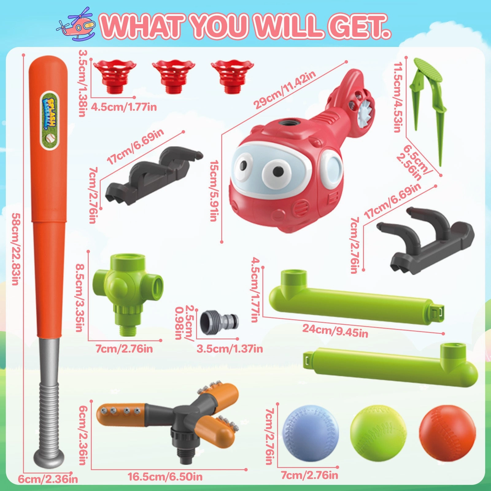 Sprinklers Toy Garden Toddlers, Hose Baseball 4 Outdoor Backyard Yard Ball Water Toy To Water 1 Helicopter Attaches Summer Sprinkler Exclusive savings Game, T For In For Ergonomic And Set Kids Pool